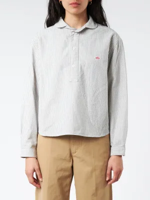 Women's Oxford Round Collar Pullover Wide Shirt