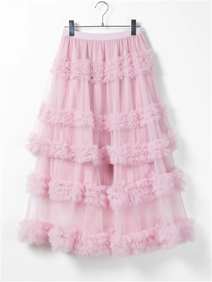 Women's Summer Sweet Loose Mesh Layered Skirt