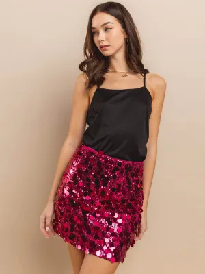 WOMEN'S ZIP UP SEQUINS MINI SKIRT