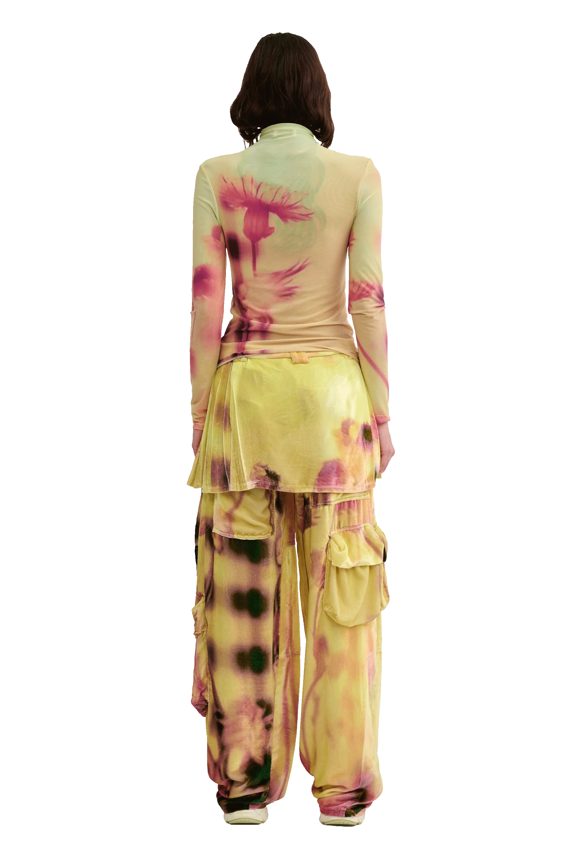 YELLOW MEADOW PLAID LAWN SKIRT CARGO PANT