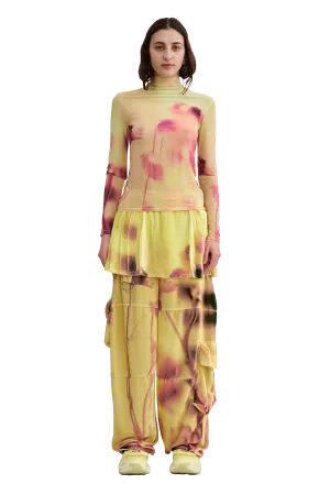 YELLOW MEADOW PLAID LAWN SKIRT CARGO PANT
