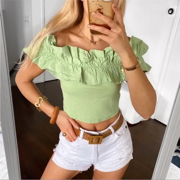 ZARA High rise Denim shorts washed effect