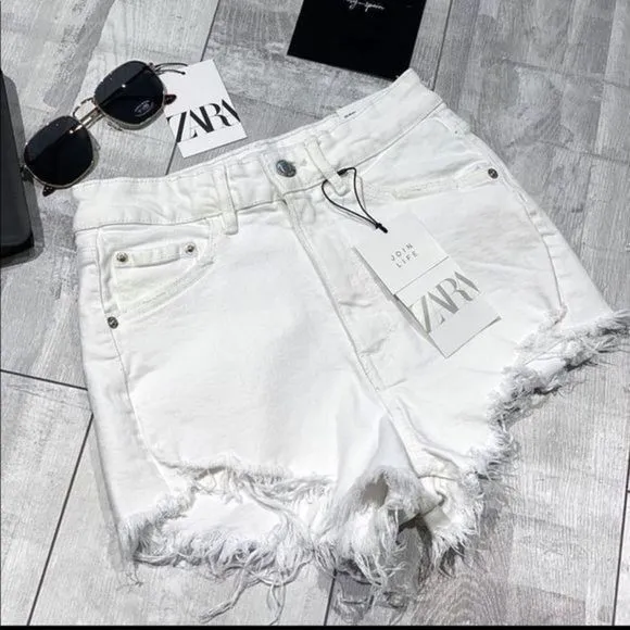 ZARA High rise Denim shorts washed effect