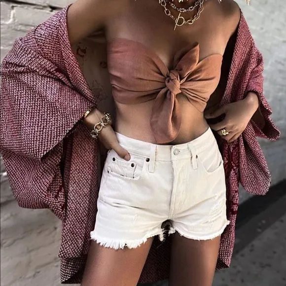ZARA High rise Denim shorts washed effect