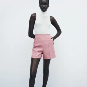 Zara high waist shorts with gold buttons