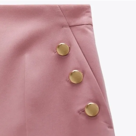 Zara high waist shorts with gold buttons