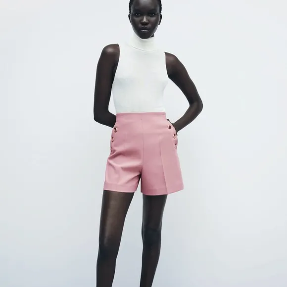 Zara high waist shorts with gold buttons