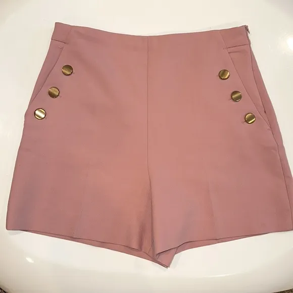 Zara high waist shorts with gold buttons