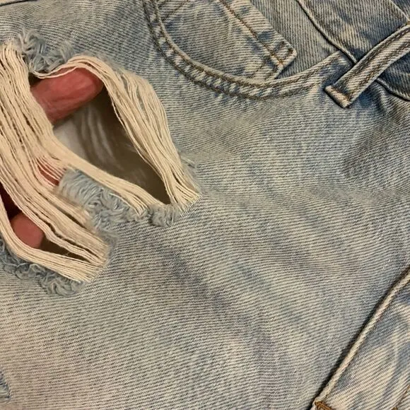 Zara Size 12 distressed high waisted denim shorts
