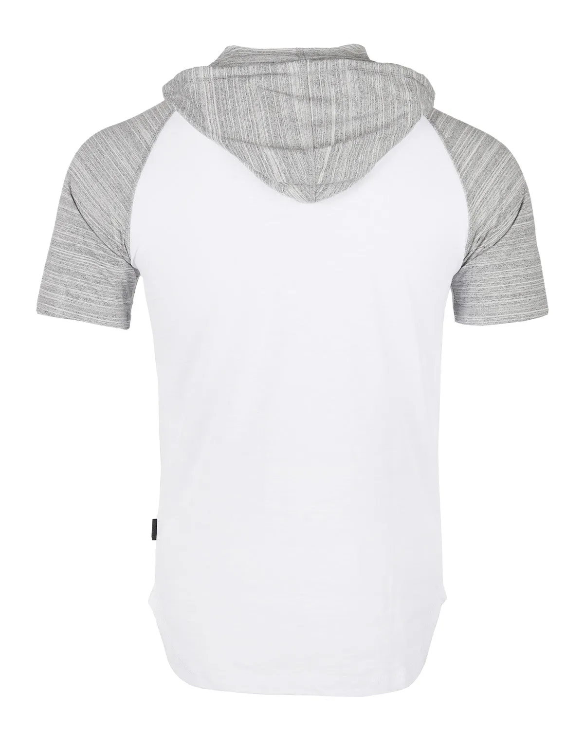 ZIMEGO Men's Short Sleeve Raglan Hoodie Round Bottom Semi Longline T-Shirt