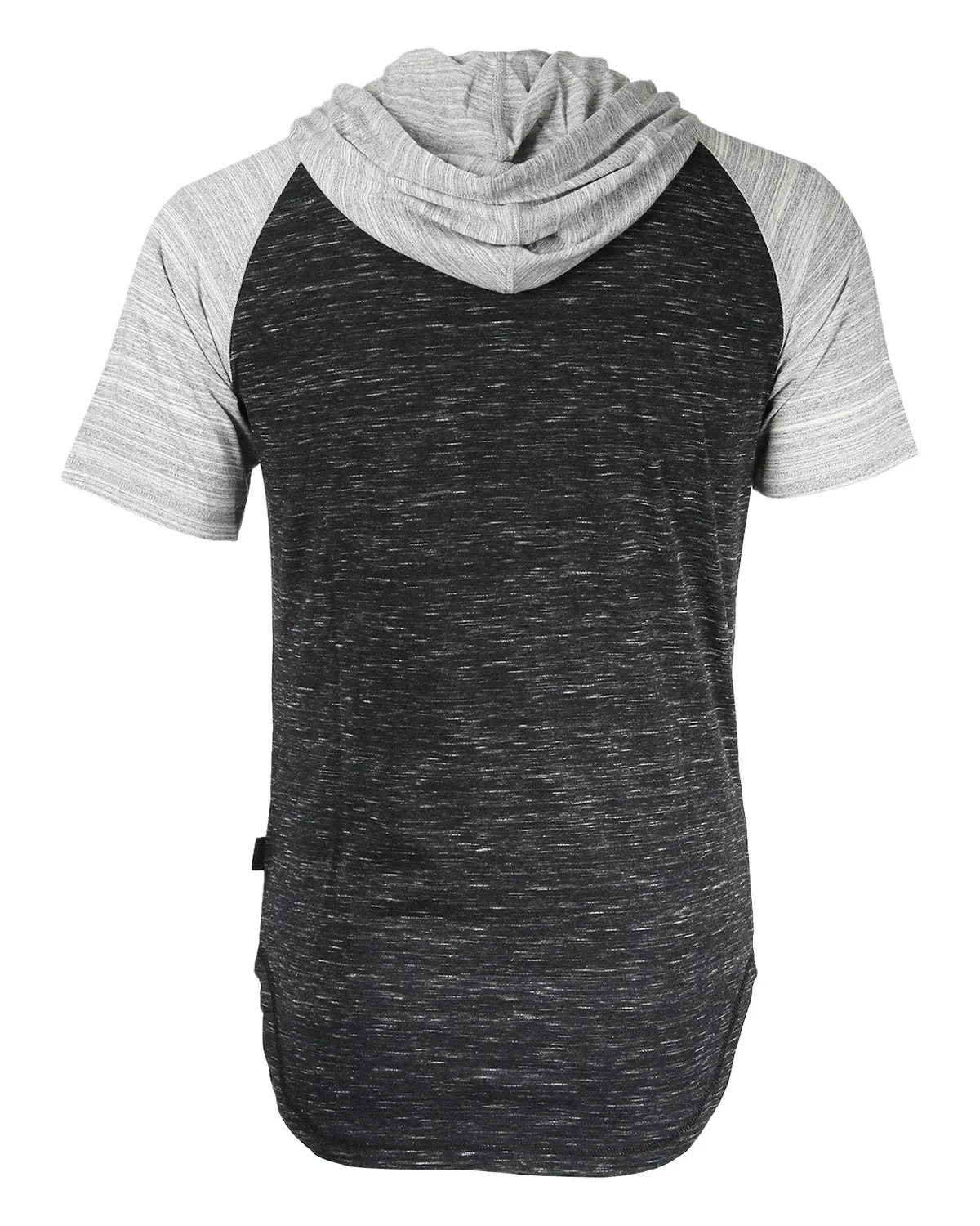 ZIMEGO Men's Short Sleeve Raglan Hoodie Round Bottom Semi Longline T-Shirt